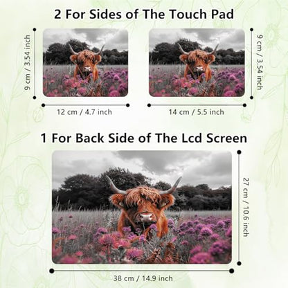 Laptop Skin Sticker Decal, Universal Reusable Vinyl Laptop Cover for 12" 13" 13.3" 14" 15" 15.4" 15.6" Notebook PC, Waterproof Scratch-Resistant with 2 Wrist Pads, Easy to Apply & Remove,Highland Cows - color: Highland Cows