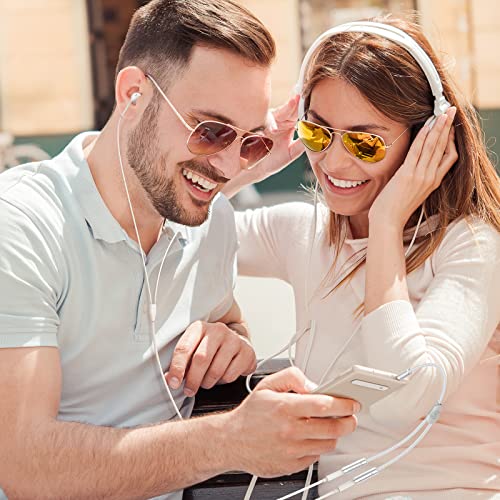 SYNCWIRE Headphone Splitter, Nylon-Braided 3.5mm Extension Cable Audio Stereo Y Splitter (Hi-Fi Sound), 3.5mm Male to 2 Ports 3.5mm Female Headset Splitter for Apple, Samsung & More (No Mic) - Silver - color: Silver