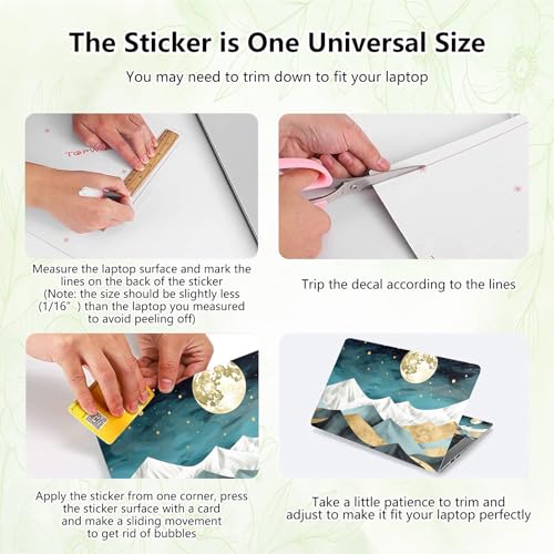 Laptop Skin Sticker Decal, Universal Reusable Vinyl Laptop Cover for 12" 13" 13.3" 14" 15" 15.4" 15.6" Notebook PC, Reusable Waterproof Scratch-Resistant with 2 Wrist Pads,Mountain Moon Abstract - color: Mountain Moon Abstract