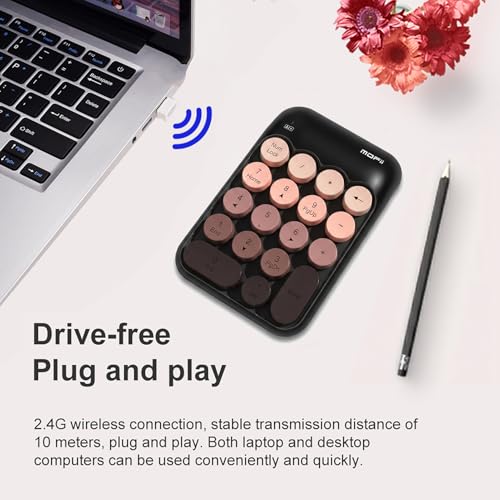 Lomiluskr Cute Wireless Number Keypad with 2.4G USB Receiver, 18 Colorful Round Keys Numpad, Portable Financial Accounting Numeric Keyboard, Suitable for PC, Laptop (Black Gradient) - color: Black Gradient