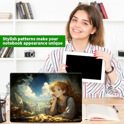 Laptop Skin Sticker Decal, Universal Protective Cover Fit 12 13 14 15.6 Inch Notebook, Reusable Water-Resistant Vinyl Decal w/ 2 Wrist Pads for Business Travel Office, Cloud Girl - color: Cloud Girl