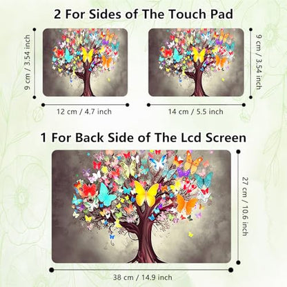 Laptop Skin Sticker Decal, Universal Reusable Vinyl Laptop Cover for 12" 13" 13.3" 14" 15" 15.4" 15.6" Notebook PC, Reusable Waterproof Scratch-Resistant with 2 Wrist Pads,Butterfly Tree - color: Butterfly Tree