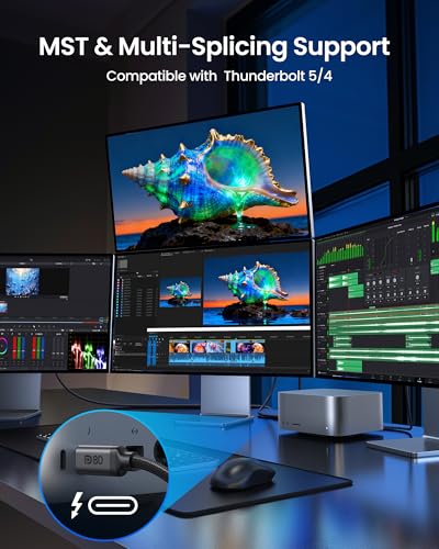 Silkland 80Gbps USB C to DisplayPort 2.1 Cable [16K@60Hz, 8K@240Hz, 4K@540Hz], Unidirectional Thunderbolt 5/4 to DisplayPort Cord, USBC to DP for MacBook, Mac mini, Odyssey G8/G9, iPhone 17/16, 3.3FT - size: 3.3 Feet