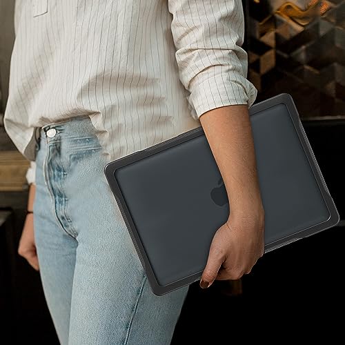 Batianda 4-in-1 Ultimate Case for MacBook Air 13 Inch 2018-2020, Black | Fits M1/Intel Models A2337/A2179/A1932, Lightweight Slim Design, Carbon Fiber Side Texture, Matte Translucent Hard Shell - color: Black
