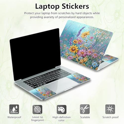Laptop Skin Sticker Decal, Universal Reusable Vinyl Laptop Cover for 12" 13" 13.3" 14" 15" 15.4" 15.6" Notebook PC, Reusable Waterproof Scratch-Resistant with 2 Wrist Pads,Colourful Wildflowers Floral - color: Colourful Wildflowers Floral