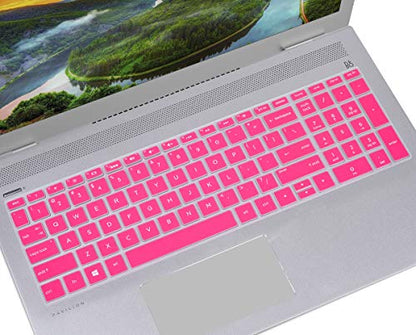 Keyboard Cover for 15.6" HP Laptop 15-DW/DY/CB/CC/CD/BW/BS/EF 15M-BQ/BP/CP 15-dy2703dx/dy2702dx/y5073dx/dy5033dx/dy2173nr/dw0083wm,HP 17.3" Laptop/HP Envy 17t 17M Touch/HP Pavilion 17 Skin-Hot Pink