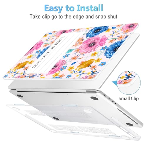 Mektron Case for M5 MacBook Pro 14 inch 2026 Model A3427 A3426 Fit 2025-2021 Model A3434 A3112 M4 A3112 A3401 A3185 M3 A2918 A2992 M2 A2779 M1 A2442 Cover, Composition Book Flower - color: Composition Book Flower