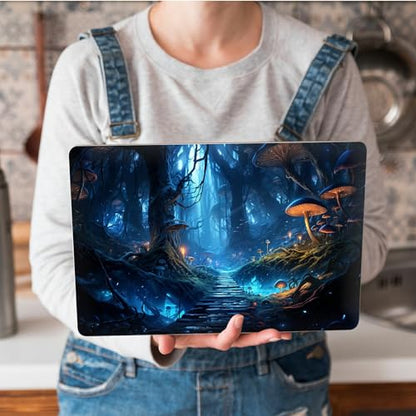 Universal Laptop Skin Sticker with 2 Wrist Pad Skins, Waterproof Scratch Resistant Vinyl Laptop Cover Decal, Cut to Fit for 11–15.6 Inch MacBook HP Dell Lenovo, Forest Mushroom - color: Forest Mushroom
