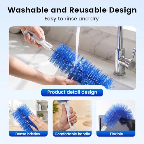 Fan Cleaning Brush, Bendable Microfiber Head, Microfiber Duster for Electric Fan and Blind, Reusable Dust Remover Washable ldeal for Electric Fans Air Conditioning, Home Car Vents, Curtain (Gray 3PCS) - color: Gray 3pcs