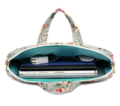 Grey Rose Pattern Waterproof Laptop Shoulder Messenger Bag Case With Rebound Bubble Protection for MacBook Pro 16 inch,LG Gram 16 inch and 15 inch-15.6 inch laptop - color: ‎‎grey Rose(cushioned)