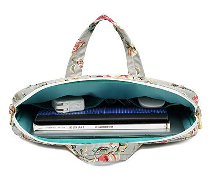 Grey Rose Pattern Waterproof Laptop Shoulder Messenger Bag Case With Rebound Bubble Protection for MacBook Pro 16 inch,LG Gram 16 inch and 15 inch-15.6 inch laptop - color: ‎‎grey Rose(cushioned)