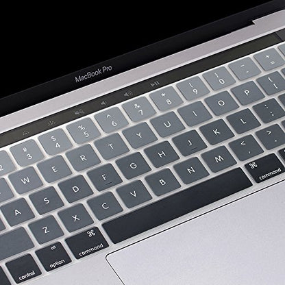 ProElife Grey Gradient Keyboard Cover Ultra Thin Keyboard Protector Skin for MacBook Pro with Touch Bar 13-inch 15-inch (Model A2159, A1989, A1990, A1706, A1707) (2019 2018 2017 2016) (Ombre Grey) | Ombre Grey, Ultra-Thin (0.26 mm), Silicone Protective Sk