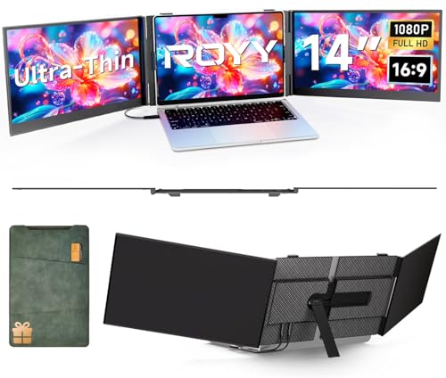 14" Laptop Screen Extender, 0.18" Ultra-Thin Laptop Monitor, Stable Damping Stand with 90° Rotation, 180° Rotation Dual Screen, Extra Compatible with Windows/Mac/Android/Switch/PS Fits 13"-17" Laptops - size: 14" Screen Extenders