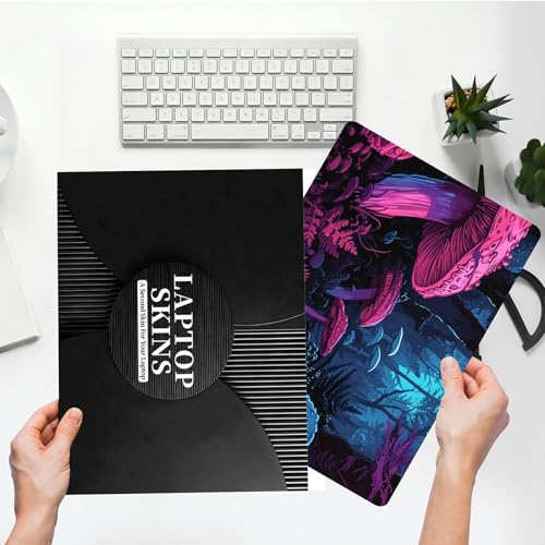 Universal Laptop Skin Sticker with 2 Wrist Pad Skins, Waterproof Scratch Resistant Vinyl Laptop Cover Decal, Cut to Fit for 11–15.6 Inch MacBook HP Dell Lenovo, Magic Mushroom - color: Magic Mushroom