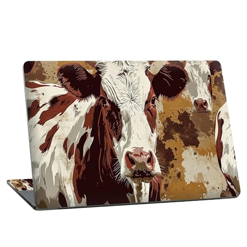 Universal Laptop Skin Sticker with 2 Wrist Pad Skins, Waterproof Scratch Resistant Vinyl Laptop Cover Decal, Cut to Fit for 11–15.6 Inch MacBook HP Dell Lenovo, Cow - color: Cow
