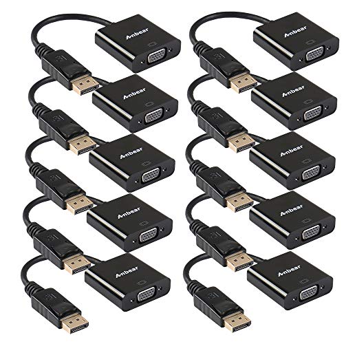 DisplayPort to VGA Adapter, Gold Plated Display Port Converter (Male to Female) for DisplayPort Enabled Desktops and Laptops to VGA Converter Connect Displays… (10Pack, DP) - style: 10Pack
