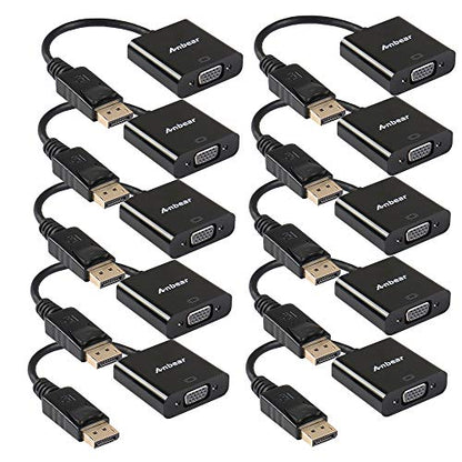 DisplayPort to VGA Adapter, Gold Plated Display Port Converter (Male to Female) for DisplayPort Enabled Desktops and Laptops to VGA Converter Connect Displays… (10Pack, DP) - style: 10Pack