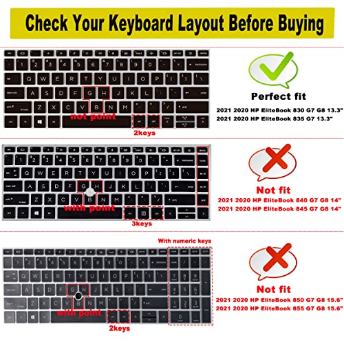 2-Pack Keyboard Cover for 13.3" HP EliteBook 430 G8/EliteBook 630 G8 G9 G10, EliteBook X360 435 G8 G9, EliteBook X360 830 835 G7 G8 13.3 inch Laptop US Layout Keyboard(NOT FIT 830 835 G9 G10) - color: HotBlue+Clear