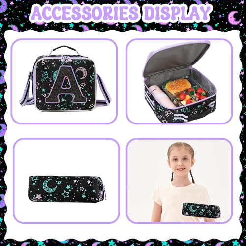 HTgroce Cute Rolling Backpack with Wheel,School Backpack for Kids Girl Roller Schoolbag Wheeled Backpacks Set Carry-on Luggage,Black A - color: Black, style: A
