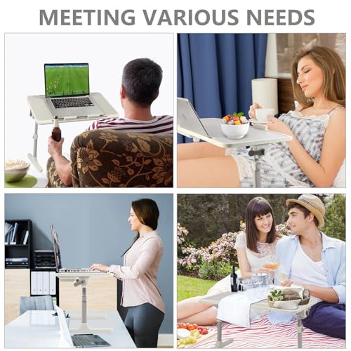 Adjustable Lap Desk with USB Fan & LED Light, Height & Angle Adjustable Laptop Bed Tray Table, Foldable Laptop Stand for Bed, Couch, Sofa & Floor,Gray - color: Gray