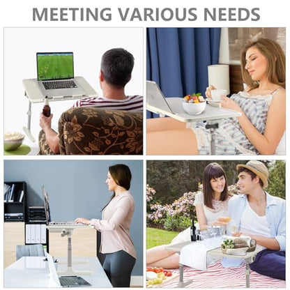 Adjustable Lap Desk with USB Fan & LED Light, Height & Angle Adjustable Laptop Bed Tray Table, Foldable Laptop Stand for Bed, Couch, Sofa & Floor,Gray - color: Gray