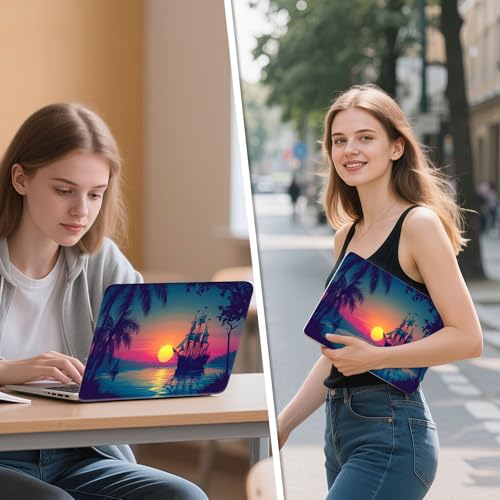 Universal Laptop Skin Sticker Decal, 12"-15.6" Aesthetic Vinyl Wrap, Pirate Ship Ocean Sunset Waterproof Notebook Cover Art Protector for MacBook HP Dell Lenovo, Fits 13" 14" 15" 15.6" - color: Pirate Ship Ocean Sunset