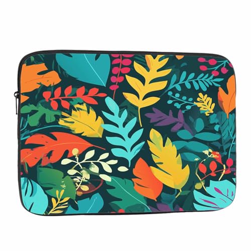 Laptop Sleeve Bag 15.4 15.6 Inch,Jungle Tropical Palm Leaves Exotic Plants Colorful Protective Polyester Computer Cases Laptop Cover Briefcase Bag Tablet Travel Cover - color: LPS-025