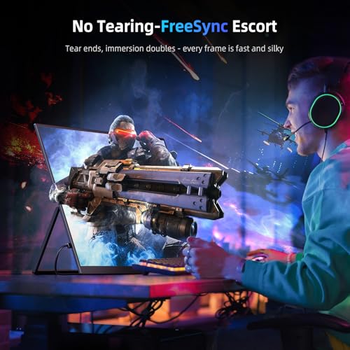 EVICIV Portable Monitor 18.5” 120Hz, 125% sRGB FreeSync 1ms Gaming Monitor | 350Nits | USB-C & MINI HDMI | VESA & Stand | Large Travel External Second Screen for Laptop, Computer, Game Consoles - size: 18.5 Inches