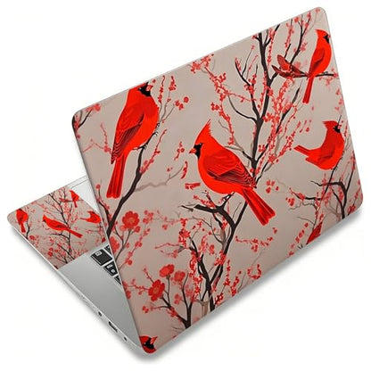 Laptop Skin Sticker Decal, Universal Reusable Vinyl Laptop Cover for 12" 13" 13.3" 14" 15" 15.4" 15.6" Notebook PC, Reusable Waterproof Scratch-Resistant with 2 Wrist Pads,Art Red Cardinal Birds - color: Art Red Cardinal Birds