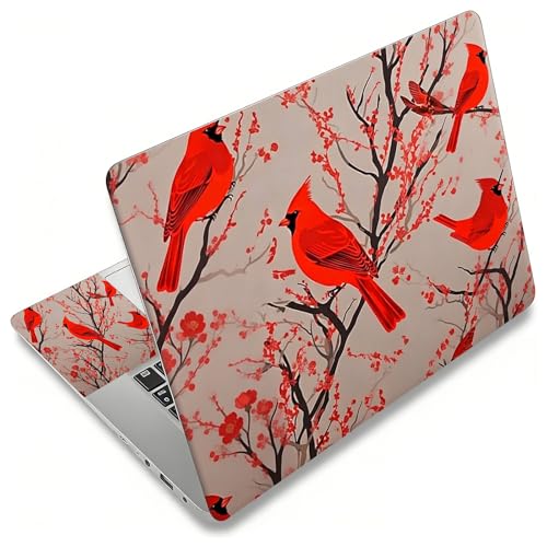 Laptop Skin Sticker Decal, Universal Reusable Vinyl Laptop Cover for 12" 13" 13.3" 14" 15" 15.4" 15.6" Notebook PC, Reusable Waterproof Scratch-Resistant with 2 Wrist Pads,Art Red Cardinal Birds - color: Art Red Cardinal Birds