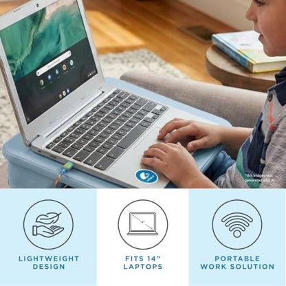 LAPGEAR Compact Lap Desk – Sky Blue, Fits 14" Laptops | Microbead Cushion, Built-In Pencil Slot, Carry Handle, Fits Standard Letter-Size Paper (8.5" × 11") - color: Sky Blue, size: 14″ Laptop (Compact)