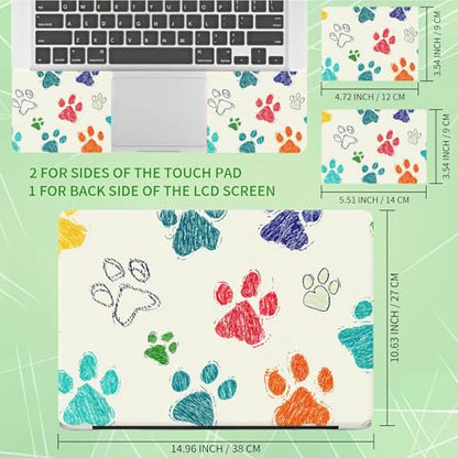 Laptop Skin Sticker Decal, Universal Protective Cover Fit 12 13 14 15.6 Inch Notebook, Reusable Water-Resistant Vinyl Decal w/ 2 Wrist Pads for Business Travel Office, Dog Paw Print Freen - color: Dog Paw Print Freen
