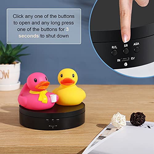 Hicarer 360 Rotating Display Stand Turntable USB Powered, Black, Mirror | Motorized Turntable for Photography Product Shows, Electric Lazy Susan with Speed Control, with USB Power Cable - color: Black, style: Matte
