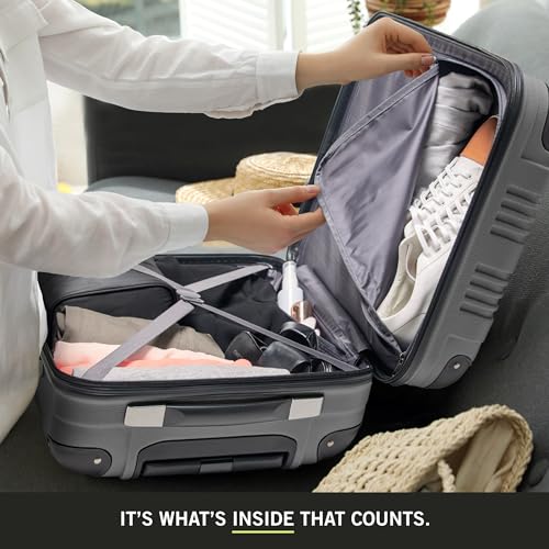 Kenneth Cole REACTION Out of Bounds Lightweight Hardshell 4-Wheel Spinner Luggage, Charcoal, 2-Piece Set (20" & 28") - color: Charcoal, size: 2-Piece Set (20" & 28")