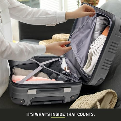 Kenneth Cole REACTION Out of Bounds Lightweight Hardshell 4-Wheel Spinner Luggage, Charcoal, 2-Piece Set (20" & 28") - color: Charcoal, size: 2-Piece Set (20" & 28")