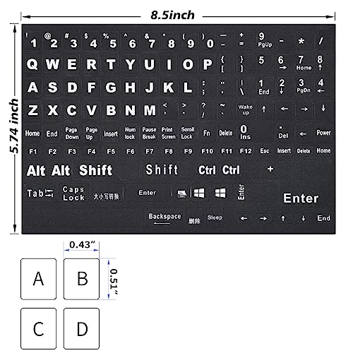 2PCS English Keyboard Stickers Replacement Letters, Full Size Big Letter QWERTY Keyboard Sticker Universal for PC Computer Laptop Desktop, Matte Keyboard Alphabet Stickers - color: English-full Keyboard(2PCS)