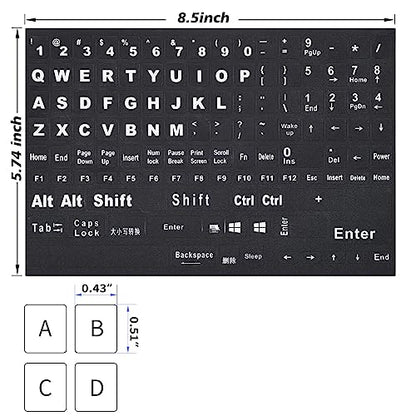2PCS English Keyboard Stickers Replacement Letters, Full Size Big Letter QWERTY Keyboard Sticker Universal for PC Computer Laptop Desktop, Matte Keyboard Alphabet Stickers - color: English-full Keyboard(2PCS)