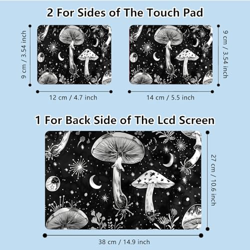 Universal Laptop Skin Sticker with 2 Wrist Pad Skins, Waterproof Scratch Resistant Vinyl Laptop Cover Decal, Cut to Fit for 11–15.6 Inch MacBook HP Dell Lenovo, Mushroms Night - color: Mushroms Night