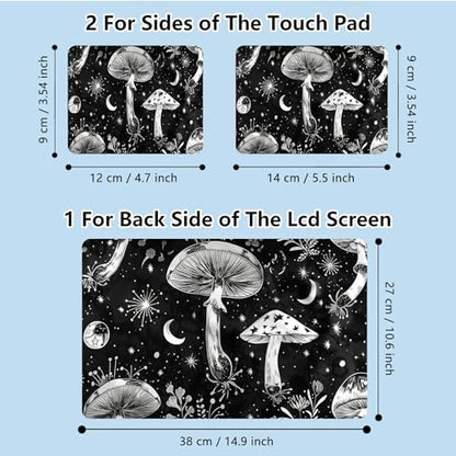 Universal Laptop Skin Sticker with 2 Wrist Pad Skins, Waterproof Scratch Resistant Vinyl Laptop Cover Decal, Cut to Fit for 11–15.6 Inch MacBook HP Dell Lenovo, Mushroms Night - color: Mushroms Night