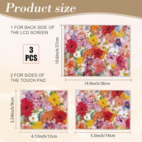 PLIGREAT 15 Inches Laptop Decal Sticker Skin Cover, Oil Painting Florals Laptop Stickers Skins Decal Fits 12-15 Inch Laptops Universal Removable Vinyl Notebook Art Protector Cover Decals, Red Yellow - color: Red Yellow