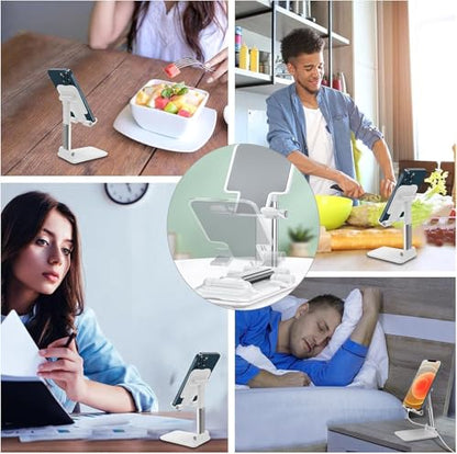 Phone Stand for Desk, Adjustable Foldable Cell Phone Holder for All Phones, Universal Desktop Cradle, Watch Video, Reading, Calling
