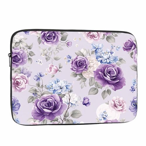 Laptop Sleeve Bag 15.4 15.6 Inch,Purple Blue Flowers Floral Vintage Retro Protective Polyester Computer Cases Laptop Cover Briefcase Bag Tablet Travel Cover - color: LPS-009