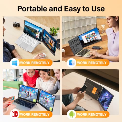 Laptop Screen Extender 14" FHD 1080P 0.17" Ultra Thin Portable Dual Travel Monitor Fits 13-17.3" Laptops, Plug & Play for Windows/Mac/Android/Chrome