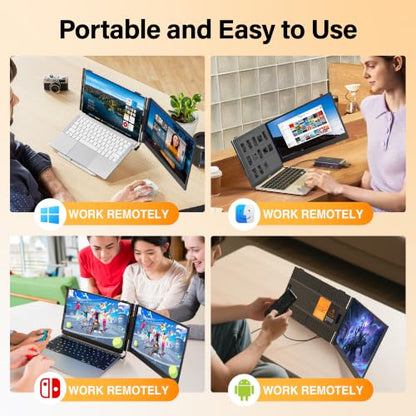 Laptop Screen Extender 14" FHD 1080P 0.17" Ultra Thin Portable Dual Travel Monitor Fits 13-17.3" Laptops, Plug & Play for Windows/Mac/Android/Chrome