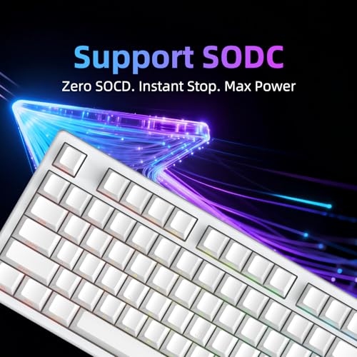 IROK FE87 V2 Wired Mechanical Keyboard, 8KHZ Polling Rate, Support SODC/Latency As 0.125MS，Hot Swappable,ARGB Backlit Gaming Keyboard(White/Crystal Snow Switch) - color: white, size: Crystal Snow Switch
