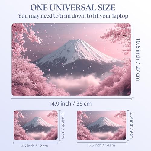 Universal Laptop Skin Sticker Decal,15.6 Inch Laptop Vinyl Cover for 13" 14" 15.6" Laptop,Waterproof Scratch-Resistant Protector Wrap,Reusable with Wrist Pads,Cherry Fuji Peak - color: Cherry Fuji Peak