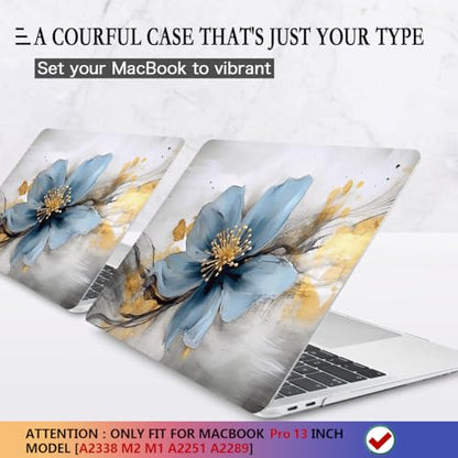 CISSOOK Compatible with MacBook Pro 13 inch 2025-2020 Release Model M2 M1 Chip A2338 A2251 A2289 with Touch Bar, Plastic Hard Shell Case&Keyboard Cover&Screen Protector, Retro Golden Floral - color: Pro 13inch-Retro Golden Floral