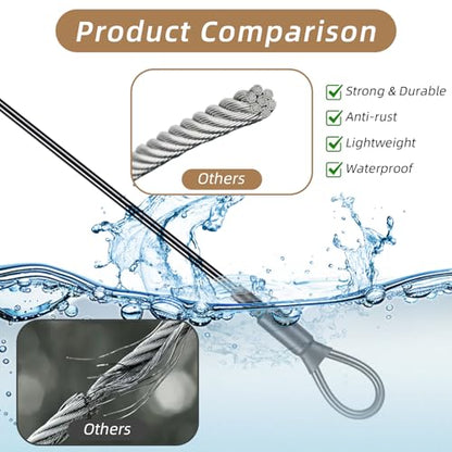 2PCS Security Cable, 3mm Bike Lock Cable, Double Loop Braided Wire Rope with Vinyl Coating, 60cm Travel Luggage LockCable for Outdoor Safety
