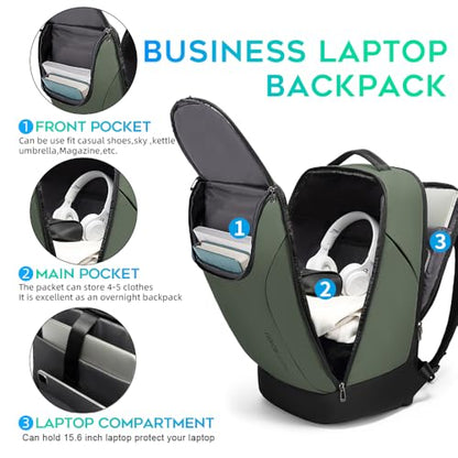 FUTURE AESTHETICS Business Smart Backpack Waterproof for women,men,Fight Approved Durable Backpack suitable as overnight and travel backpack (Green) - color: Green