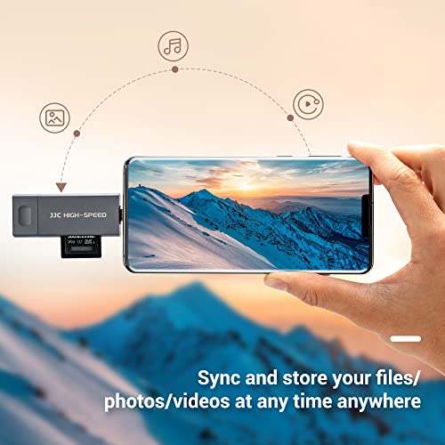 JJC UHS-II SD MicroSD USB Card Reader, Transfer Speed up to 312MB/s, Gray | SD Card Adapter, 3-in-1 USB-A USB-C Micro USB Connection Port, Compatible with Computer, Laptop, OTG Enable Phone & Tablet - color: Gray